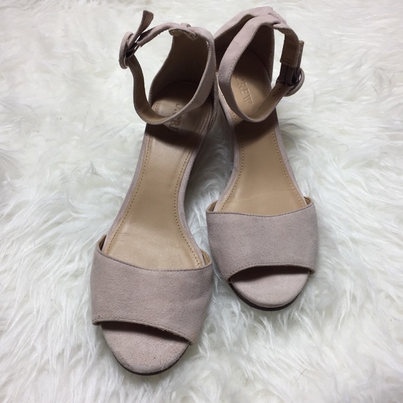 J. Crew Shoes - J. Crew Pink Blush Laila Suede Wedges 8